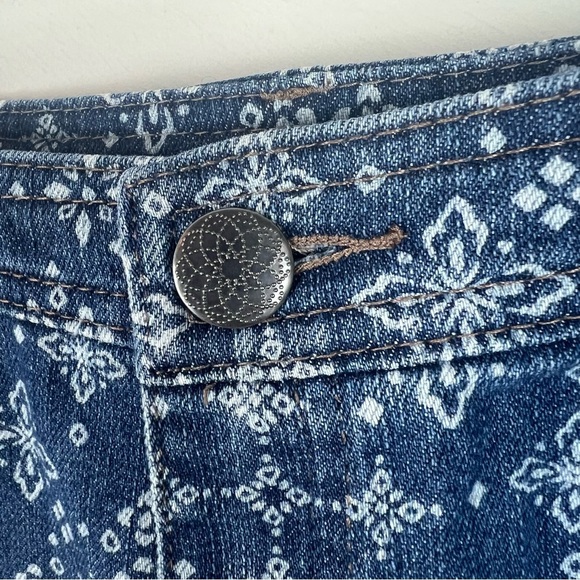 Denim Skort Medallion Print Mini Skirt Boho Festival Bohemian 4 Moroccan India - Picture 4 of 12